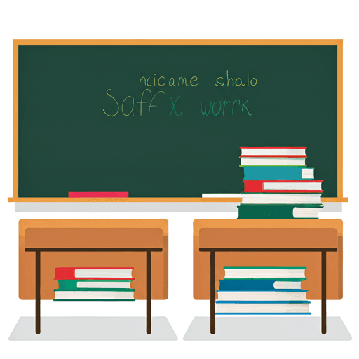School classroom with books