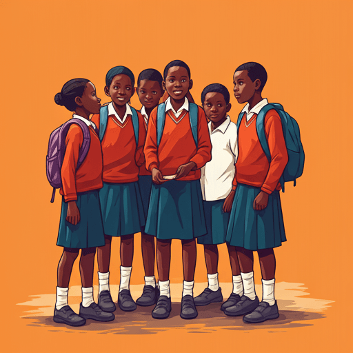 Kenyan school children engaged in a group activity